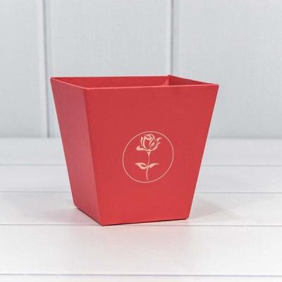 Пакет подарочный ваза для цветов 10.6*10.7*7.2 см С тиснением красный 'Мини' 442068